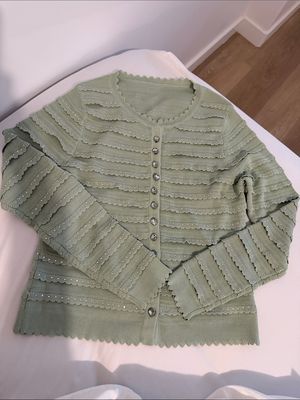 SANDRO Mint Textured Knit Button-Front Cardigan - Picture 2 of 2